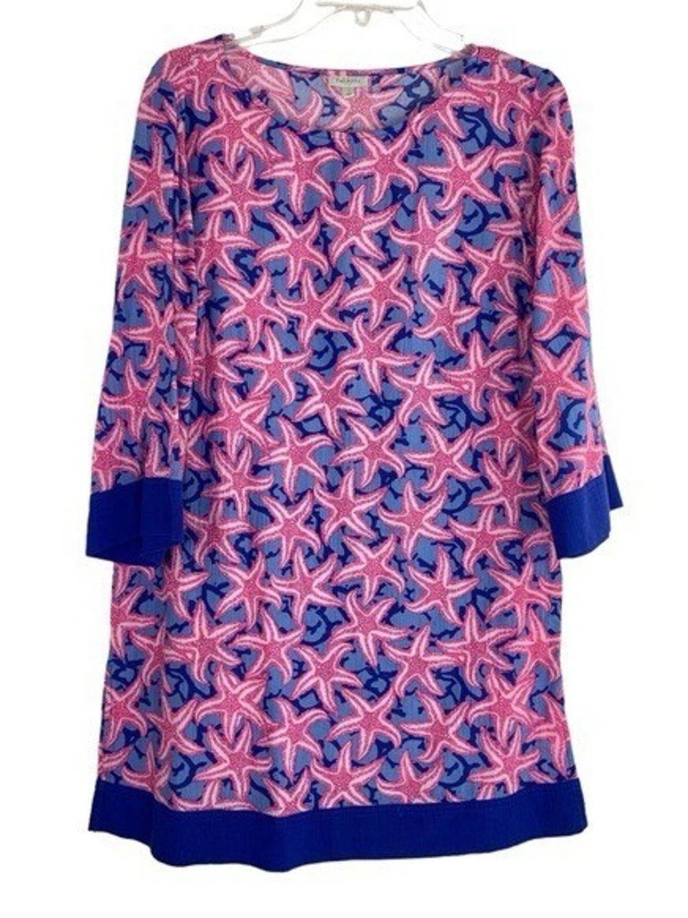 Talbots Lightweight Coastal Starfish Dress Pink Blue Nautical- Medium